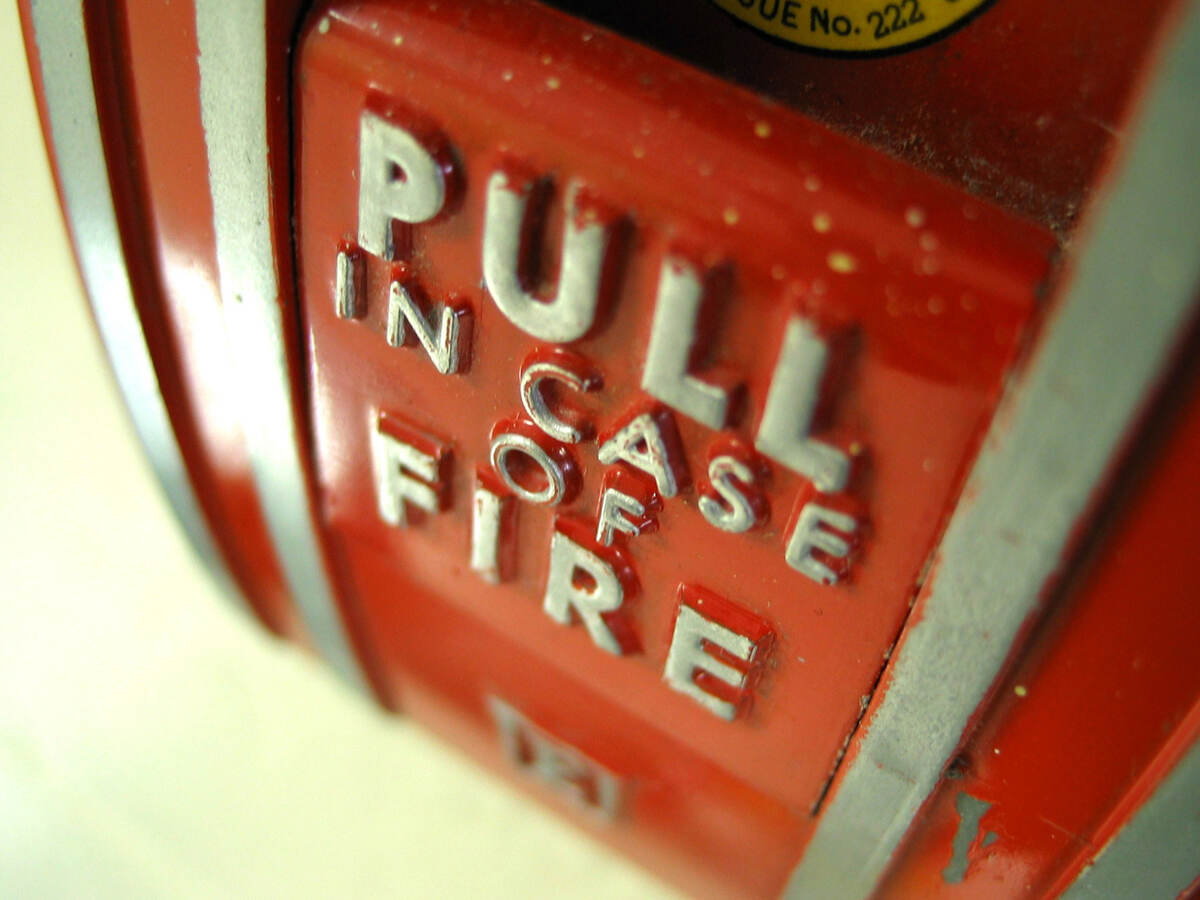 Pull in case of fire handle