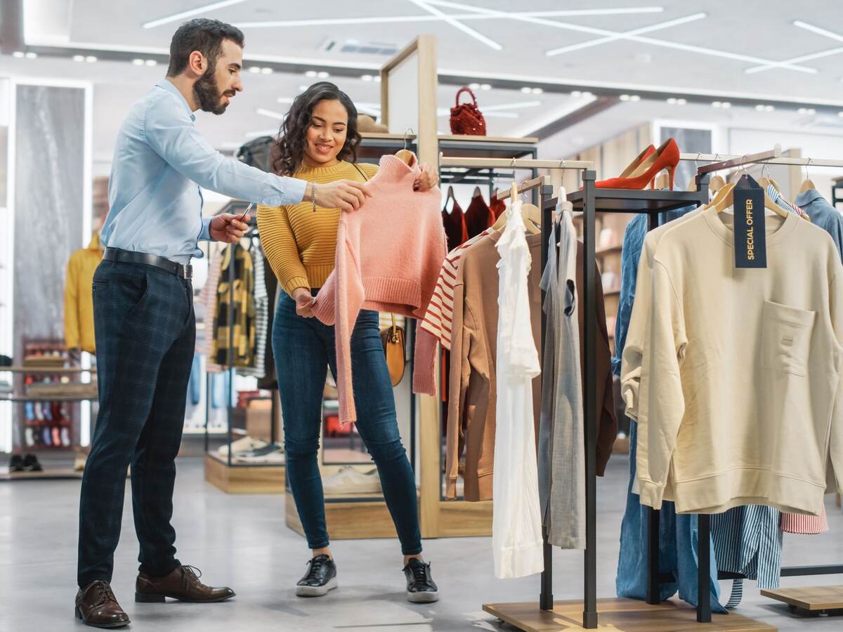 People in an apparel store.