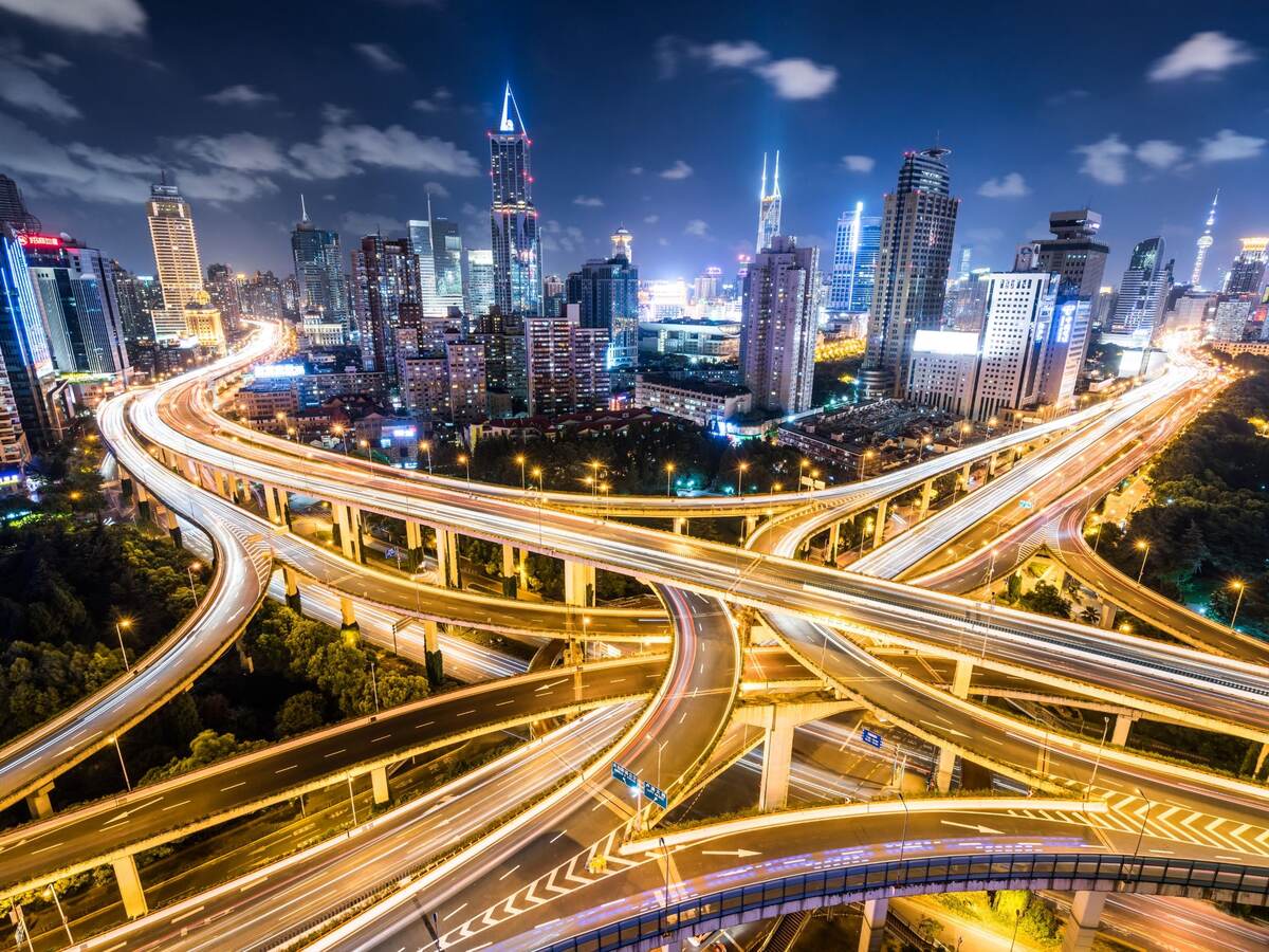 Shanghai highway at night.