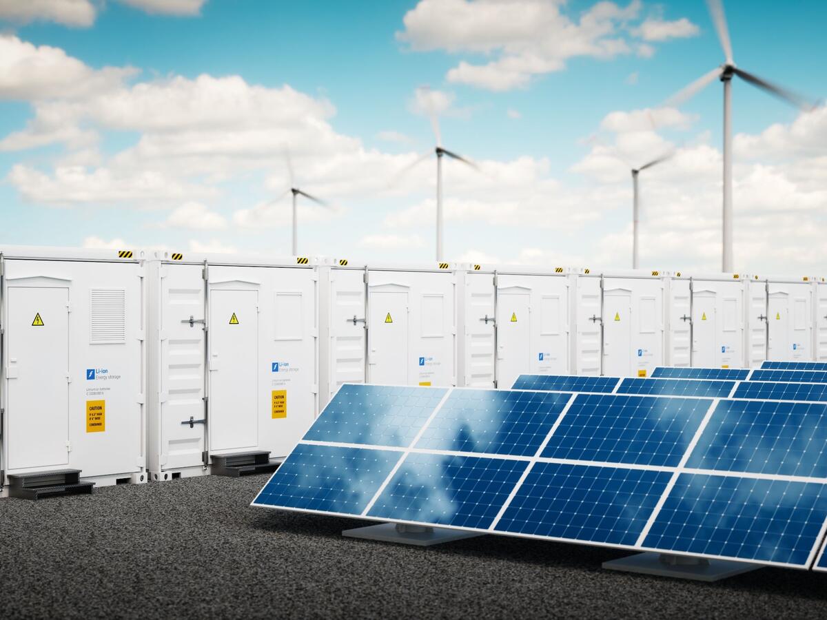 Solar panels outside.