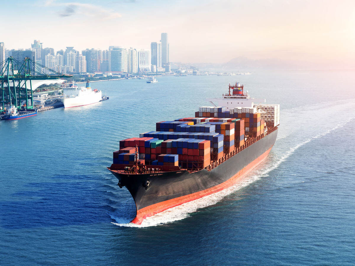 Large cargo ship with shipping containers