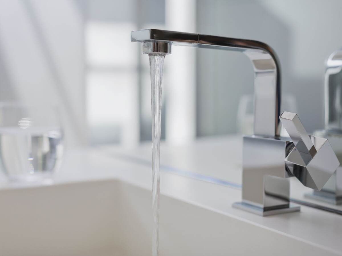 Water falling from faucet