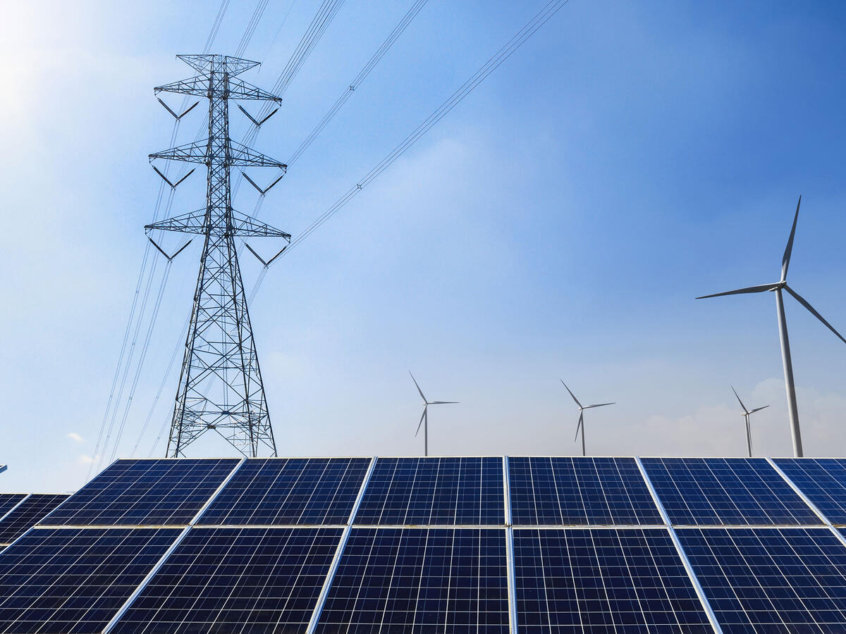 Solar panels and wind turbines