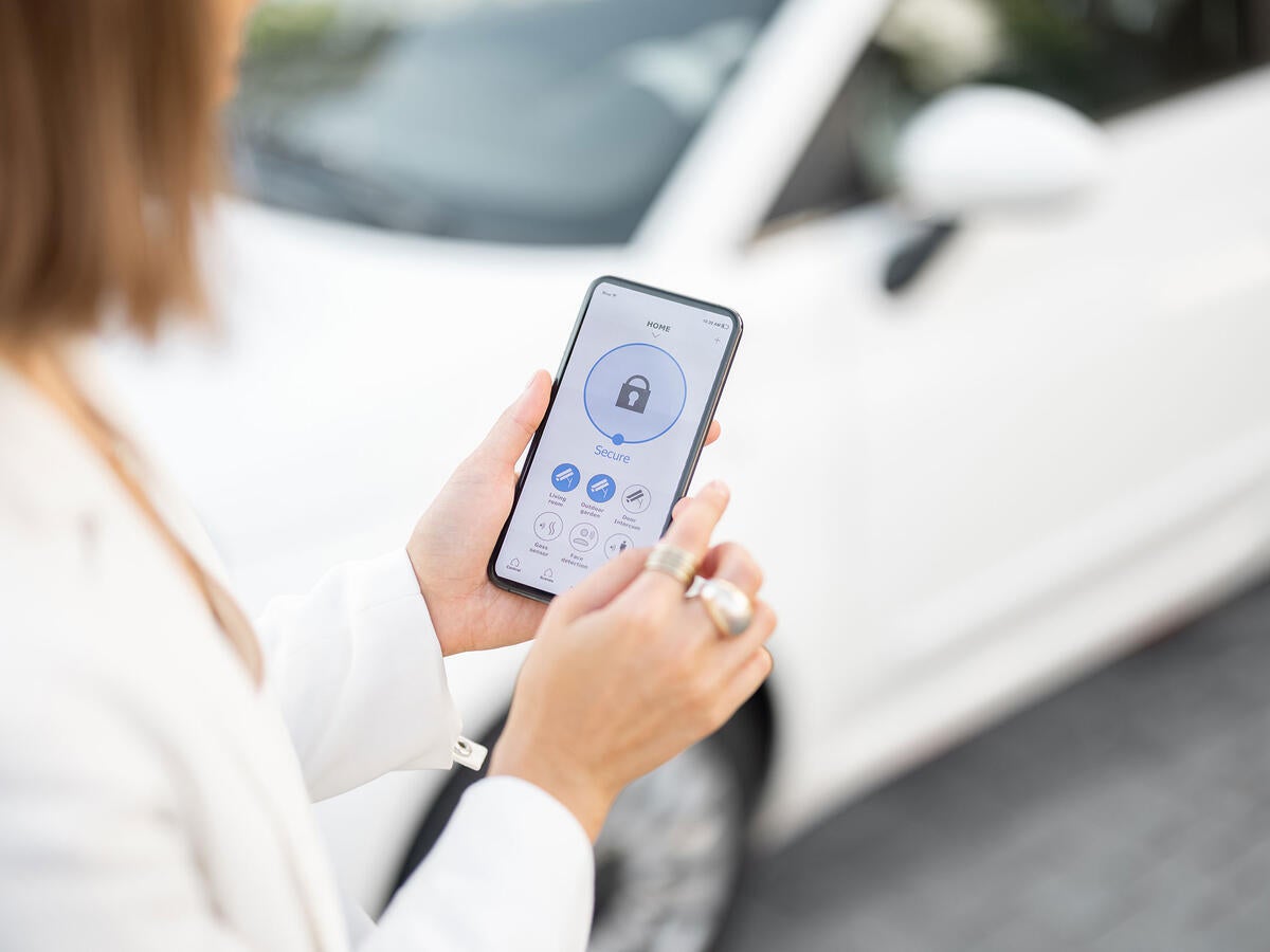 A person using a secure mobile device