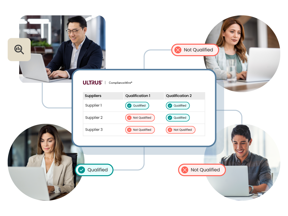 Person using ComplianceWire to search for a qualified supplier
