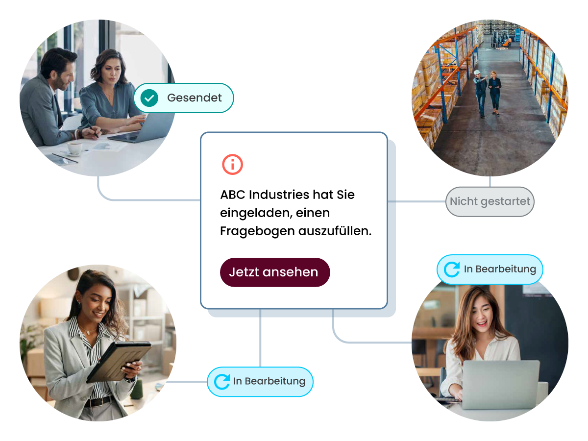 Illustration of users being asked to complete a questionnaire