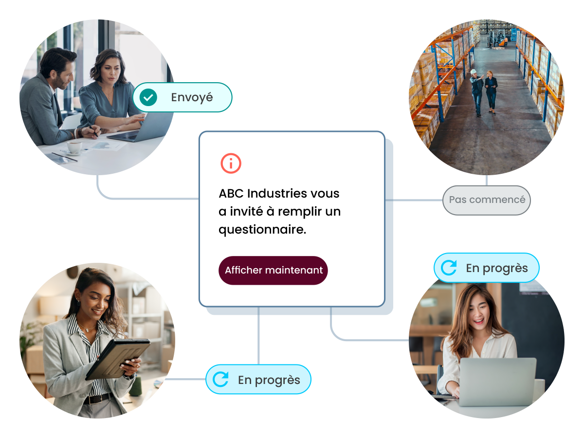 Illustration of users being asked to complete a questionnaire
