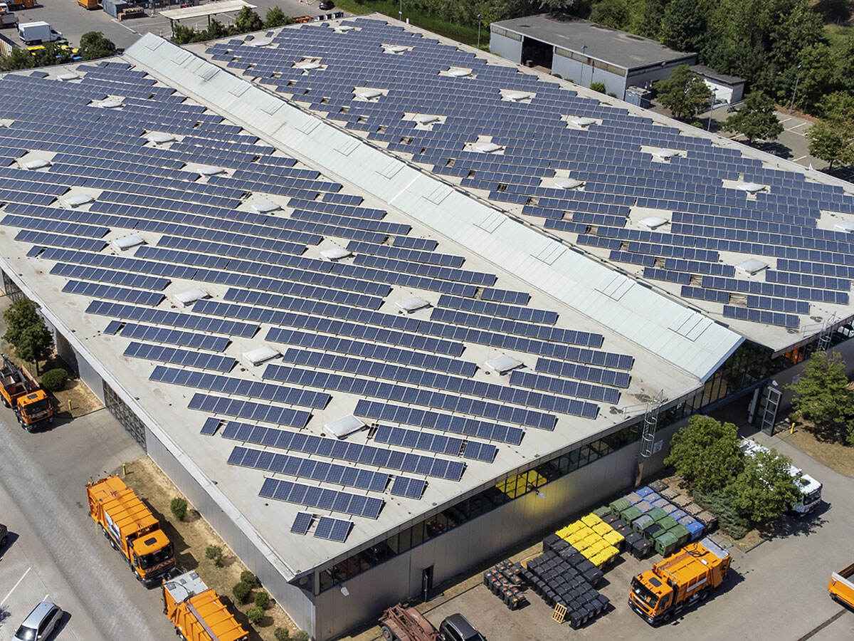Building with solar panels