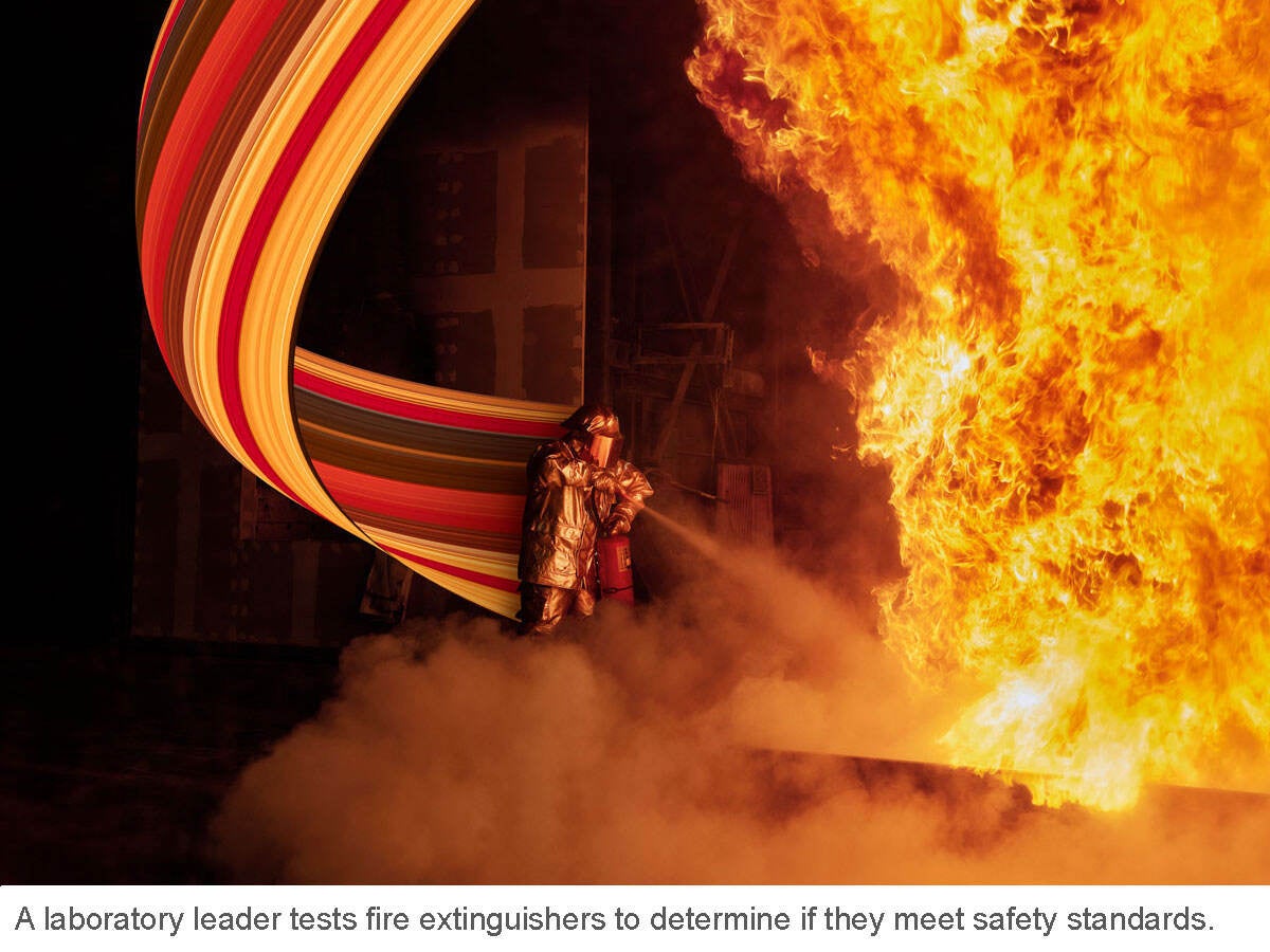 a fireman extinguishing a fire