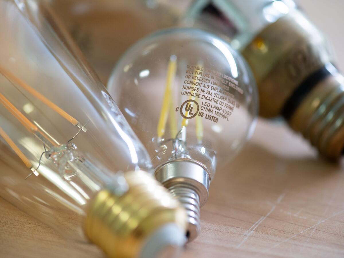 Lighting bulbs at the Allentown lighting laboratory