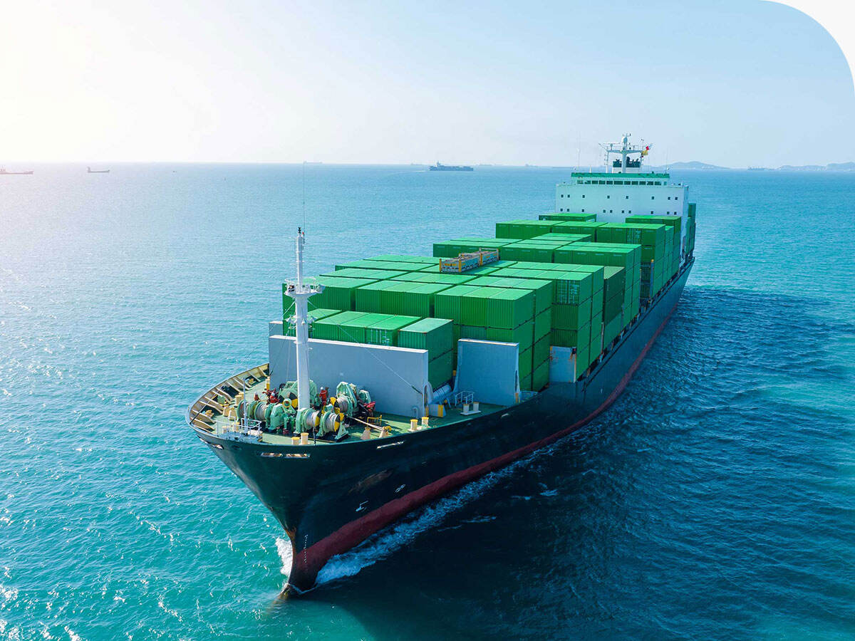 Full cargo ship making its way into port