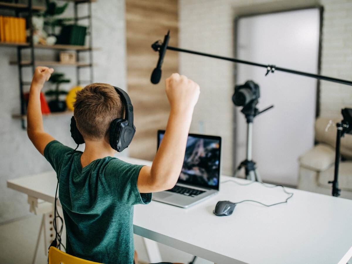 Boy making vlog