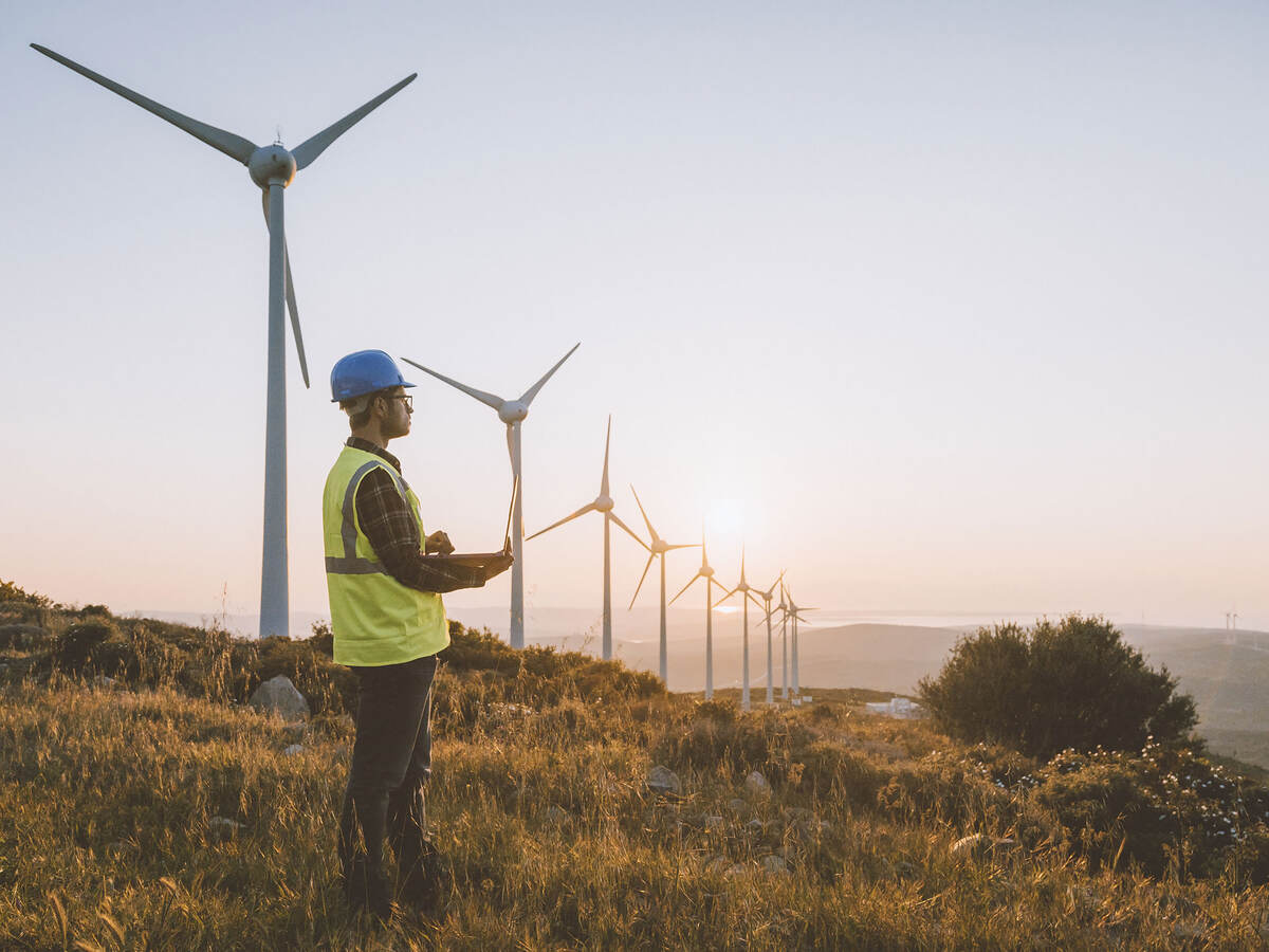 An engineer at a wind farm