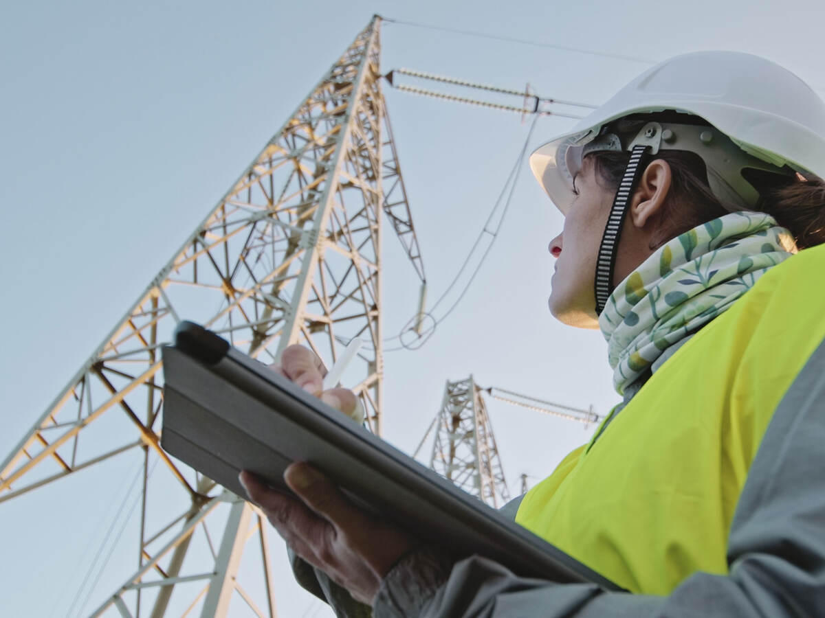 An engineer working in the field with high voltage