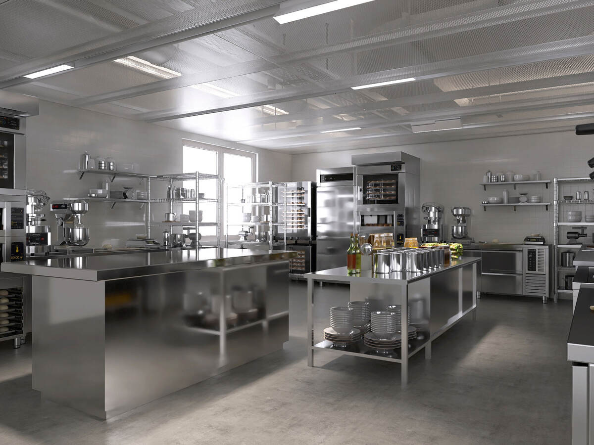 The interior of an industrial kitchen