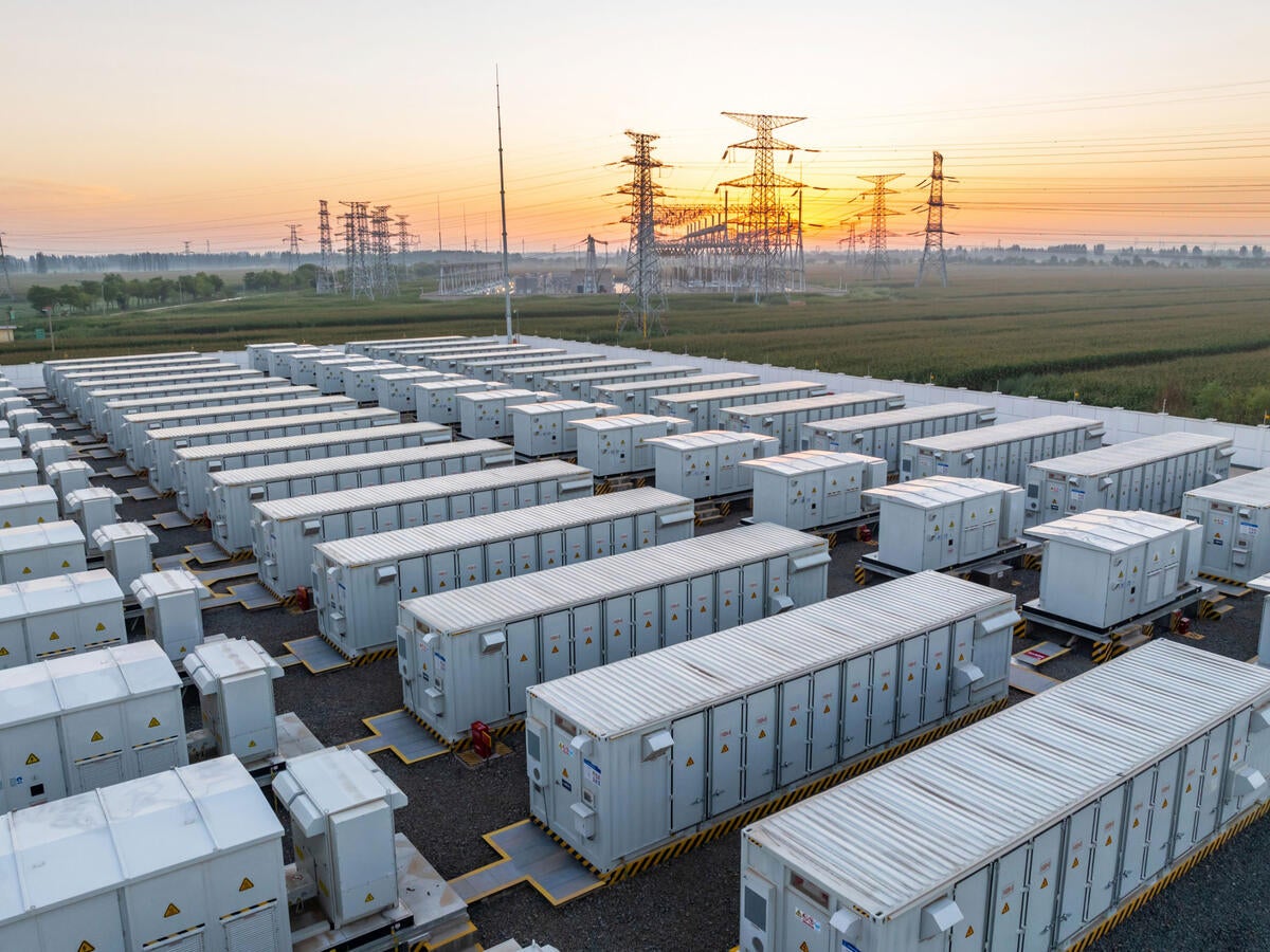 Energy storage power station at sunrise