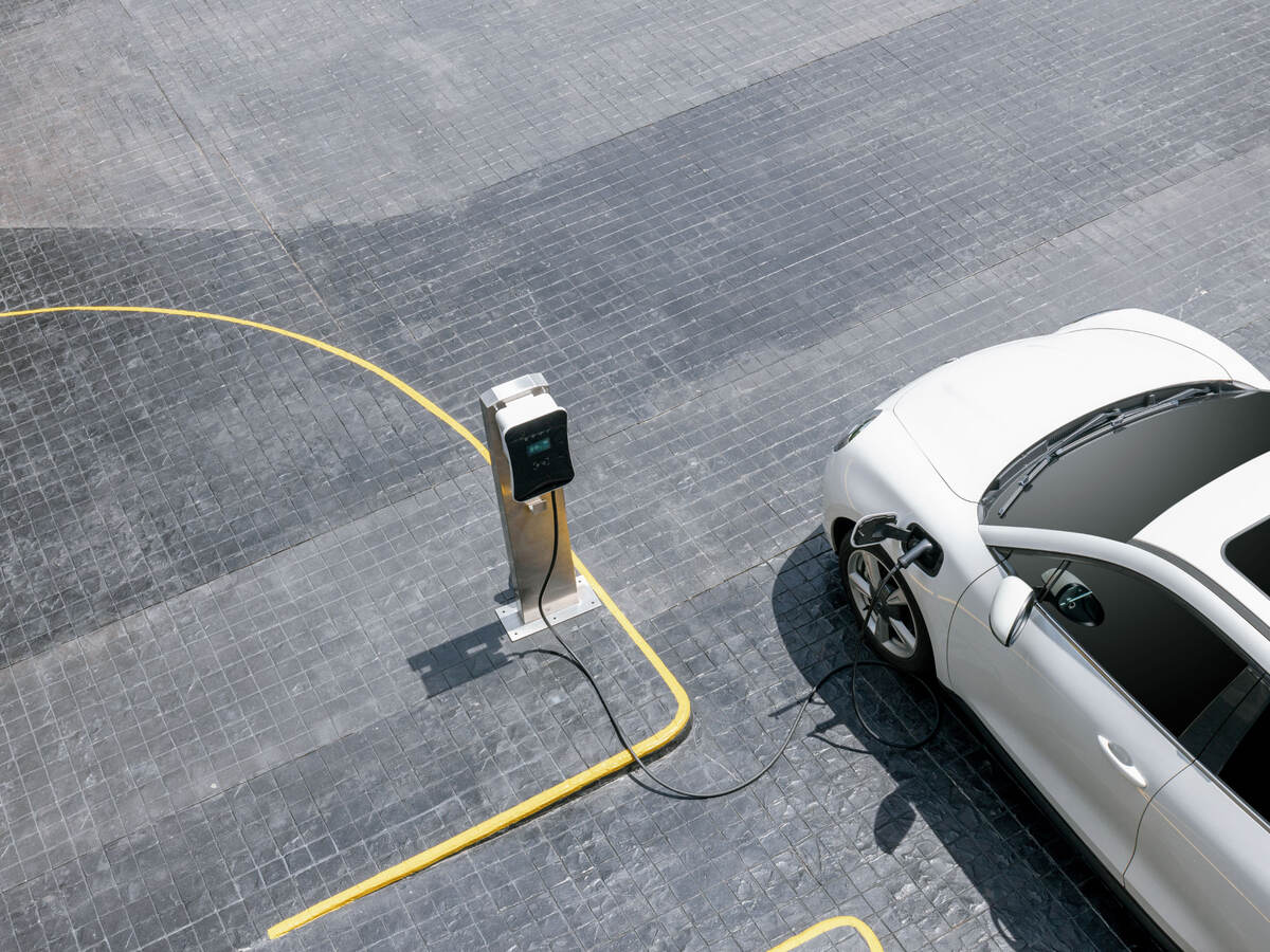 An electric vehicle at a charging station