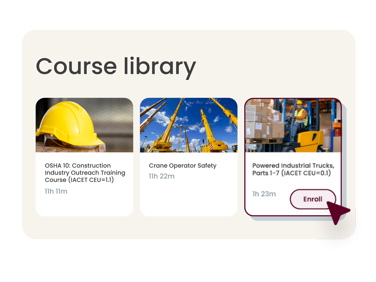 Example of enrolling in a workplace safety course