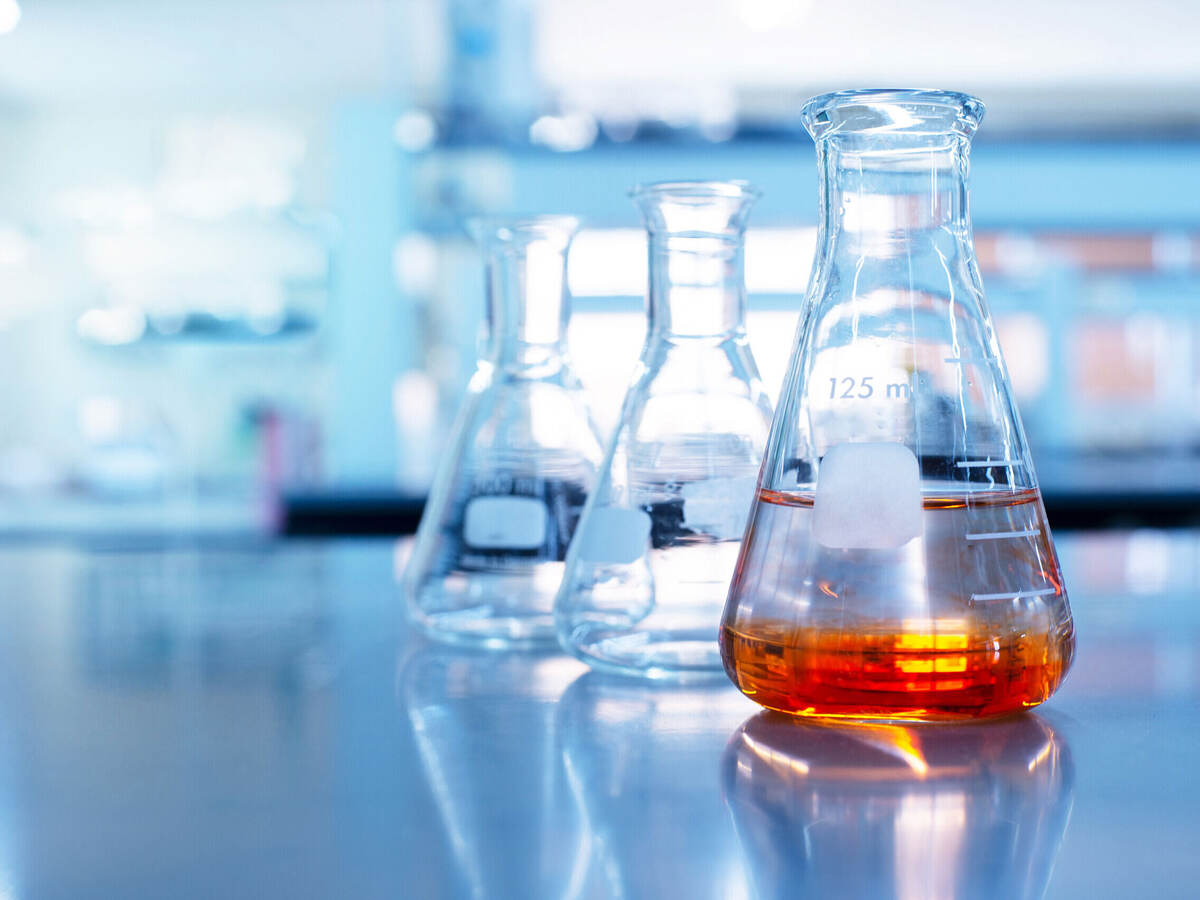 Beakers in a laboratory