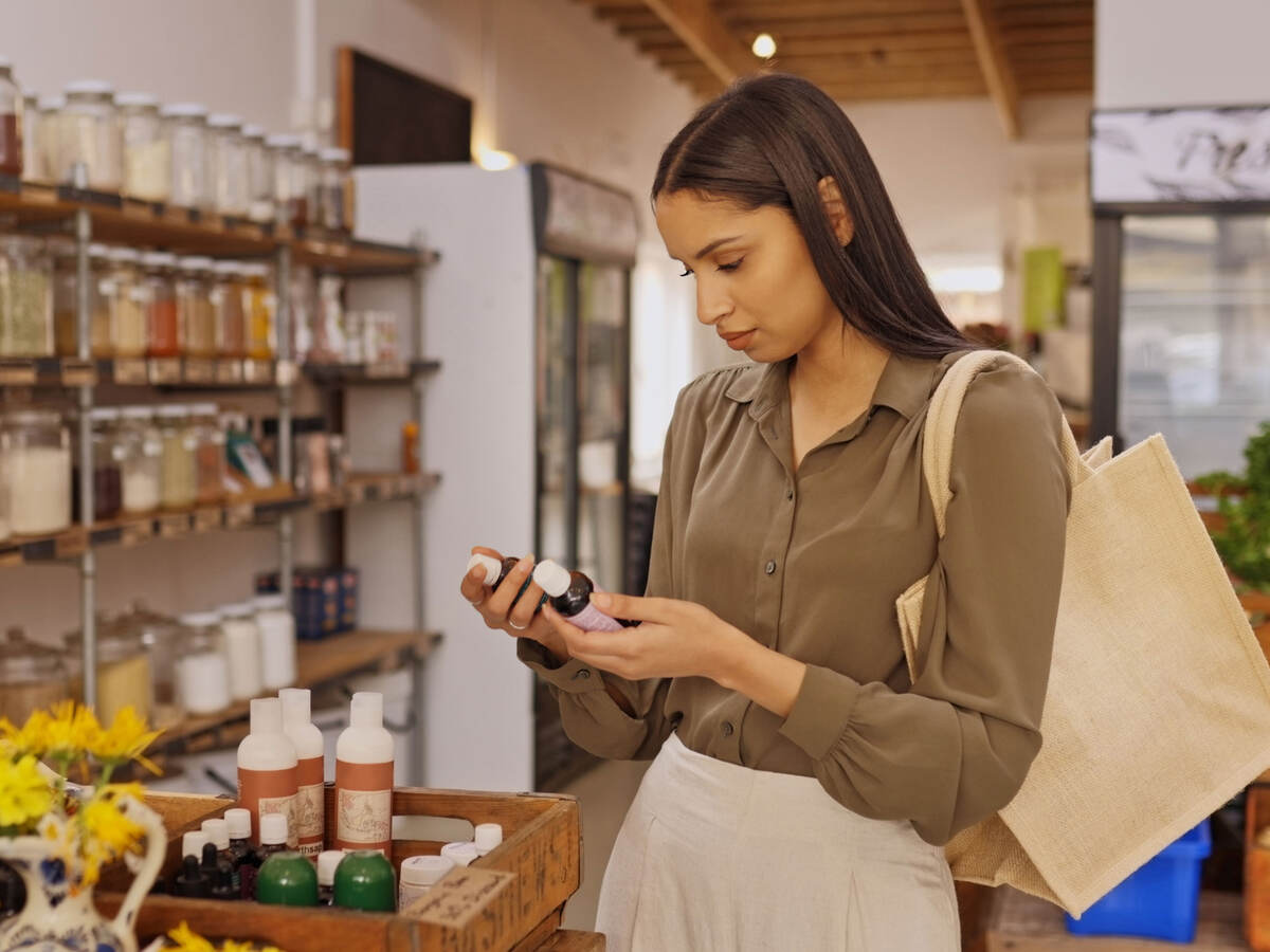 A person shopping for cosmetics