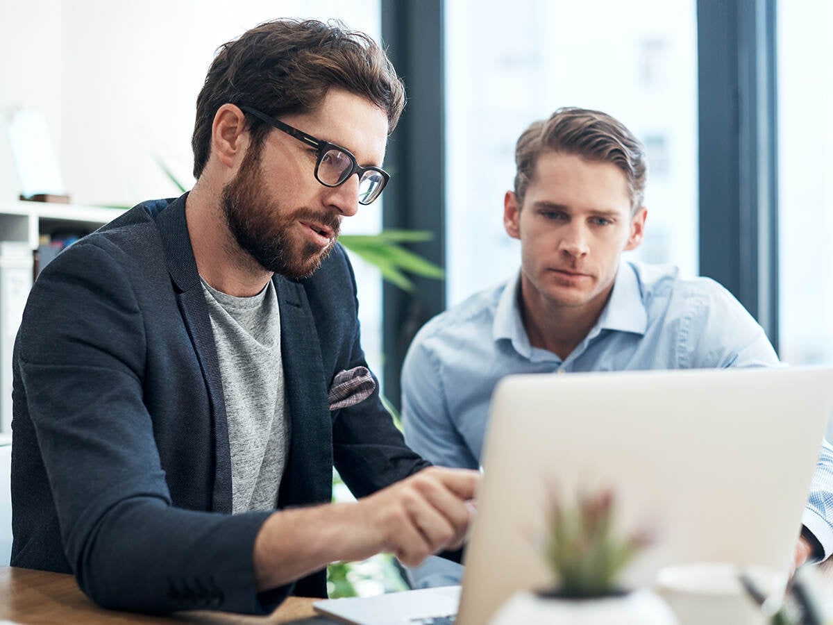 Two people taking an on-line course together