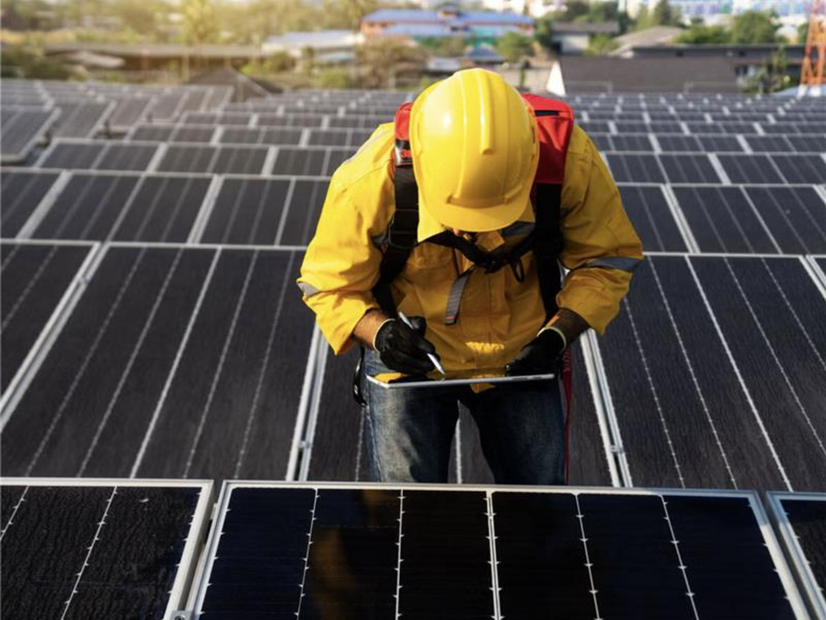 Microgrid technician working.