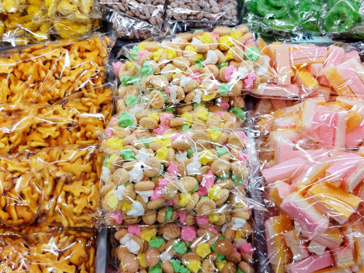 Sweets wrapped in clear packaging