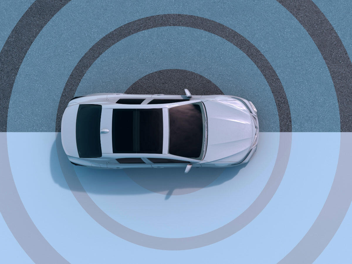 An bird's eye view of a white SUV
