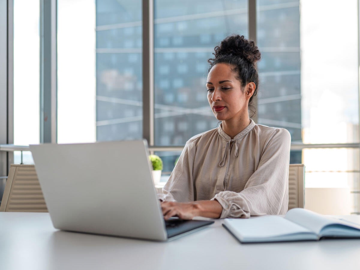 Person attending an online training class
