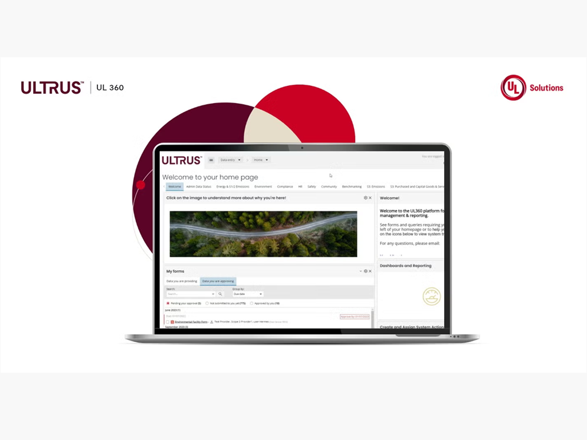 UL 360 software home page displayed on a computer screen.