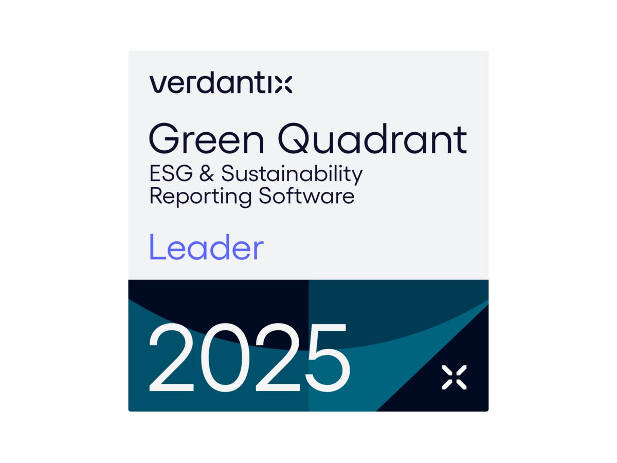Verdantix Green Quadrant: ESG and Sustainability Reporting Software 2025 Leader image.
