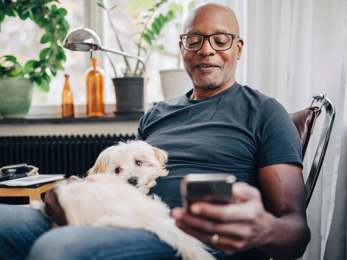Person looking at a smartphone.