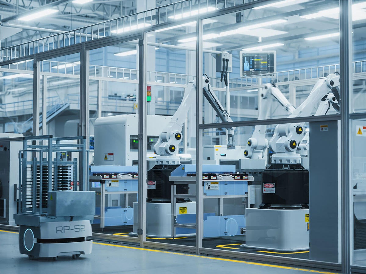 Inside a factory with autonomous robots