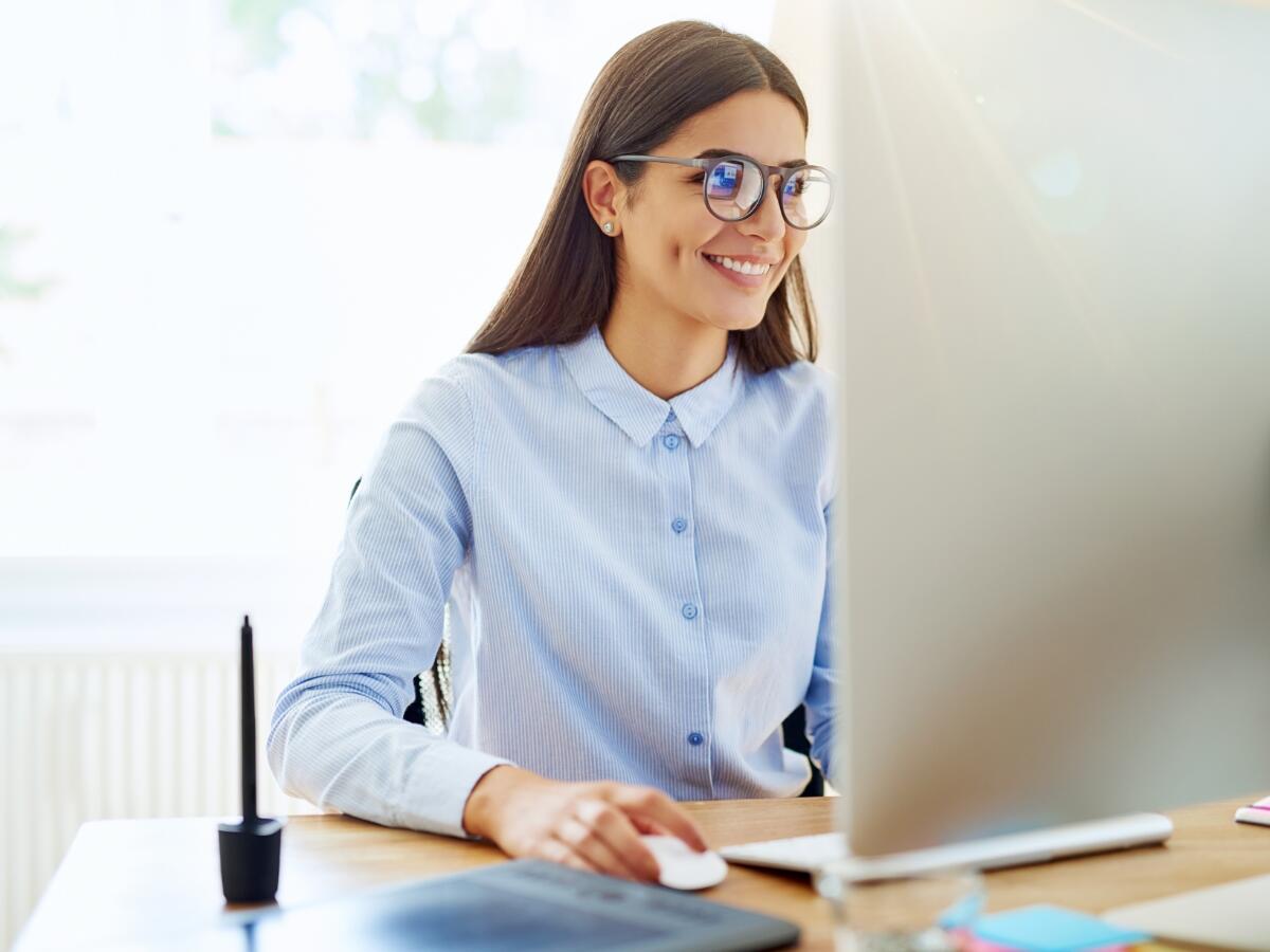 woman on computer