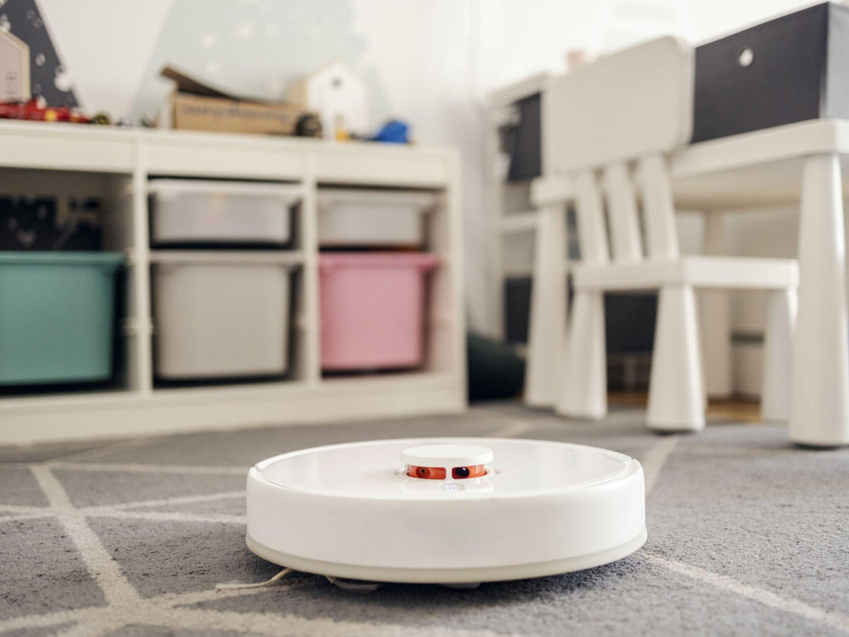A robot vacuum cleaning