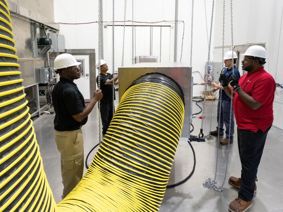 A test in progress at the Plano HVAC laboratory