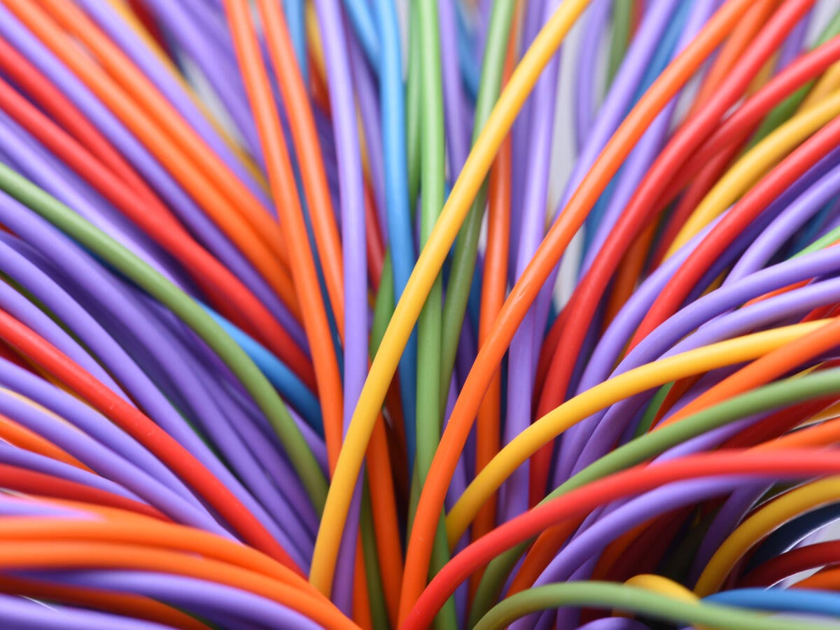 Colorful electrical wires and cables