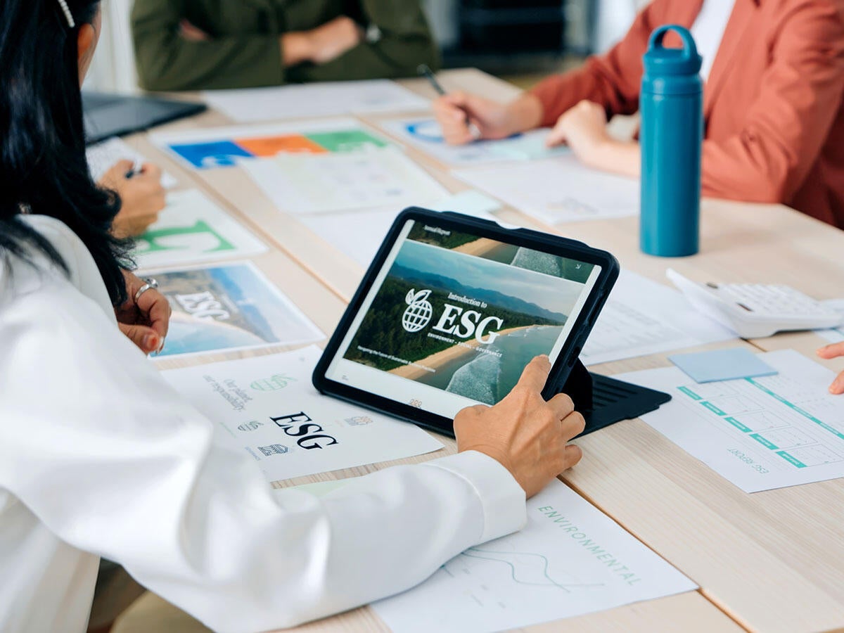 People in a meeting using ESG software