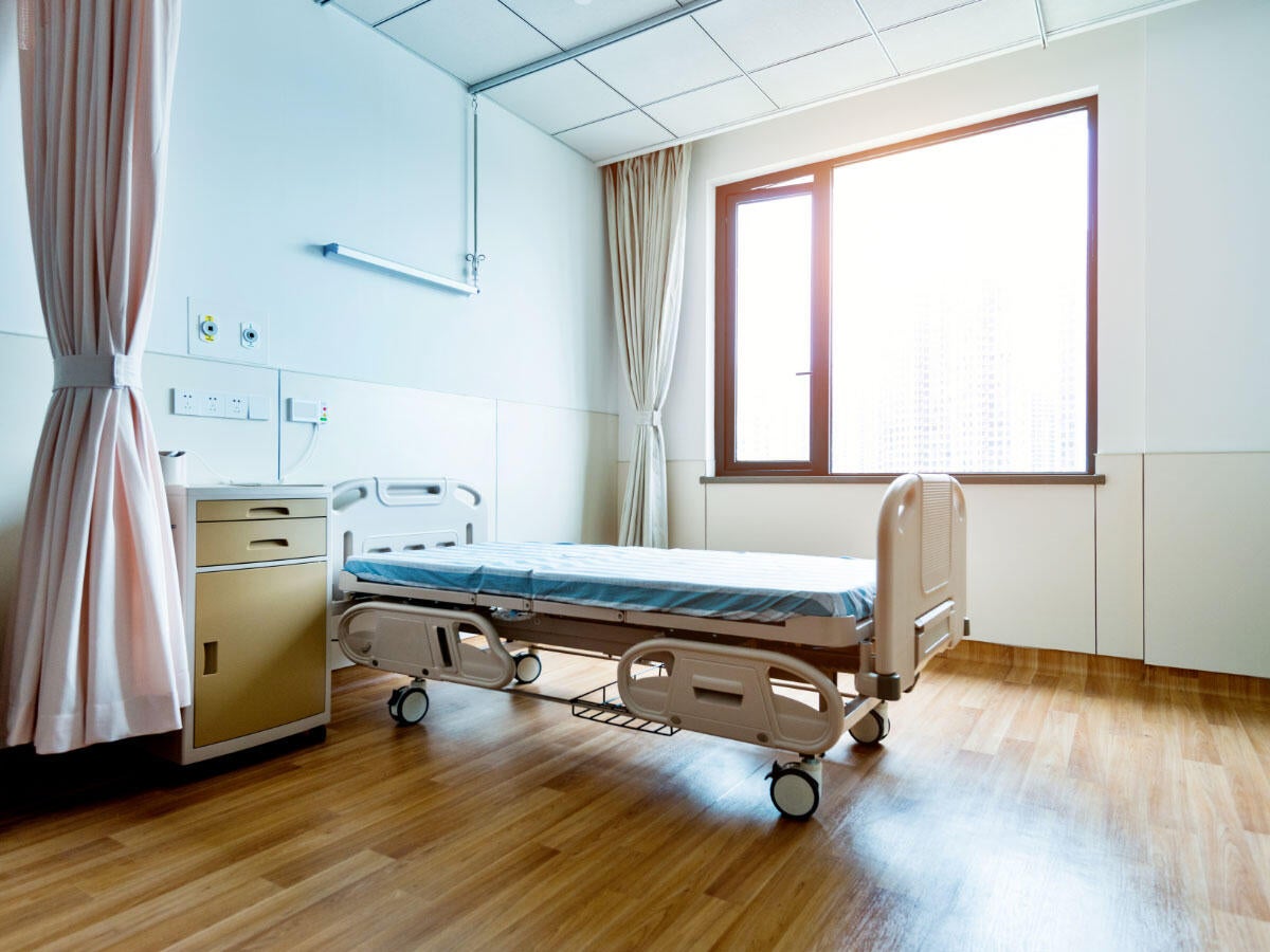 a medical bed in a hospital room