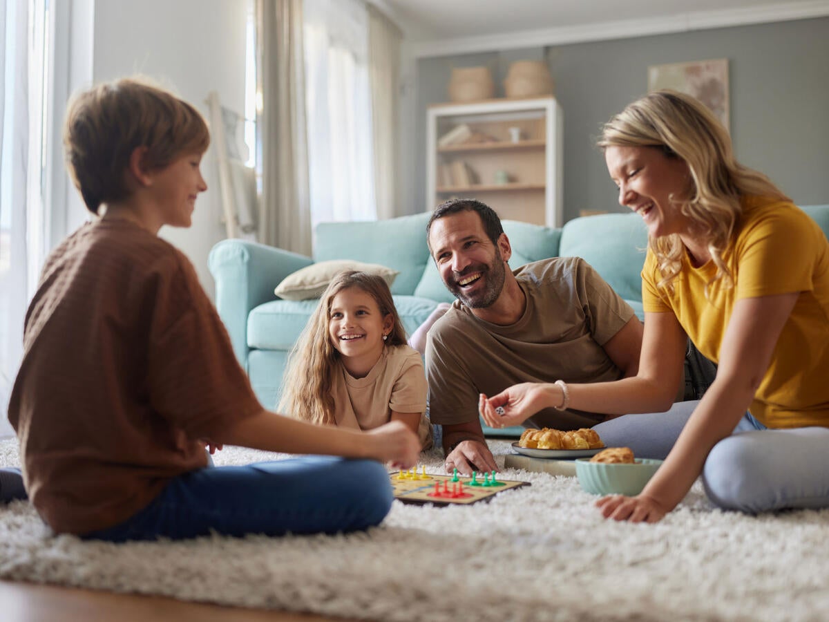 A family playing a board game