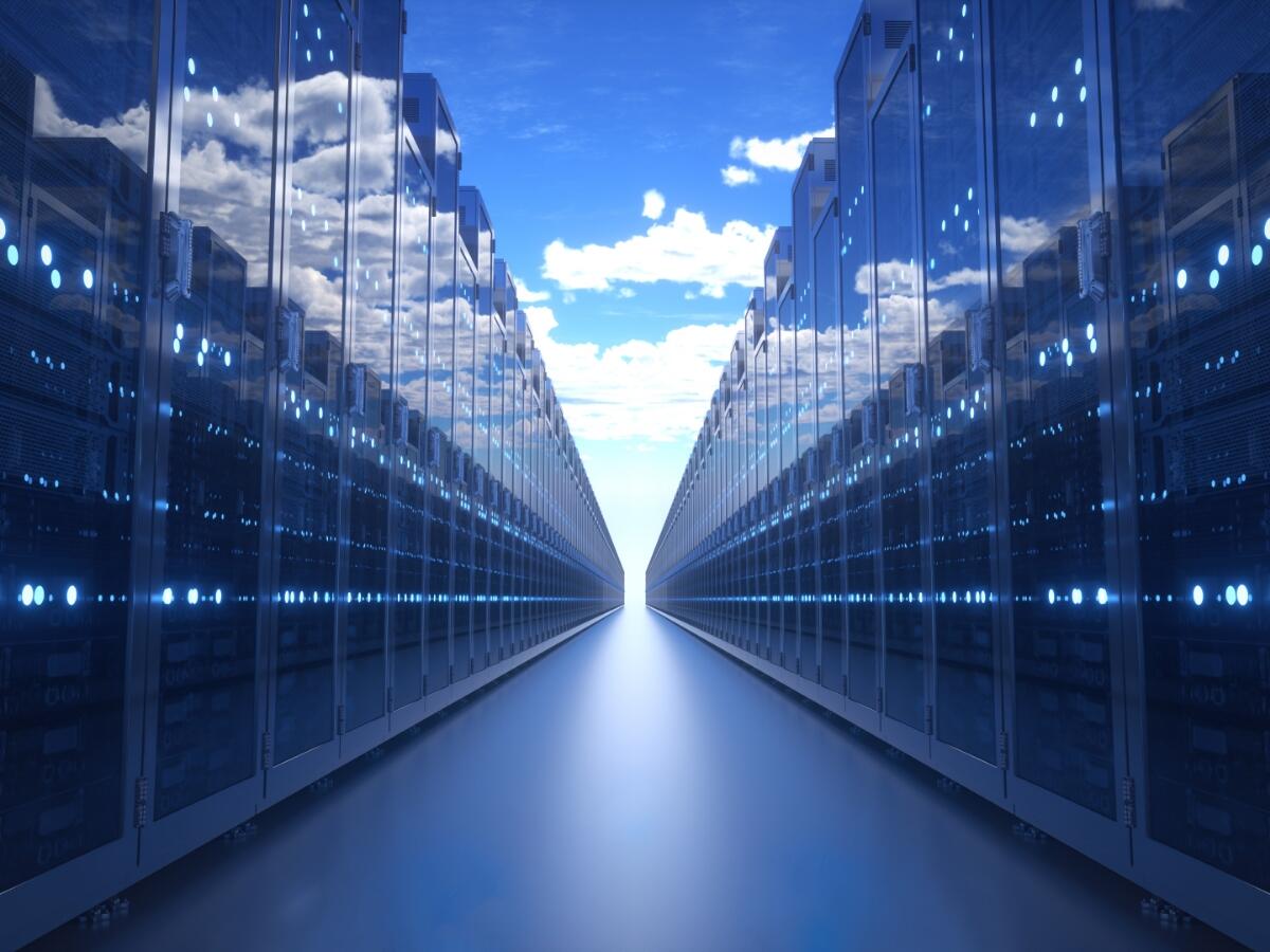 Two long rows of servers outside