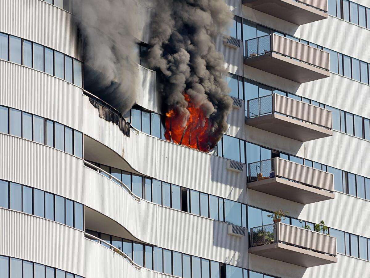 office building on fire