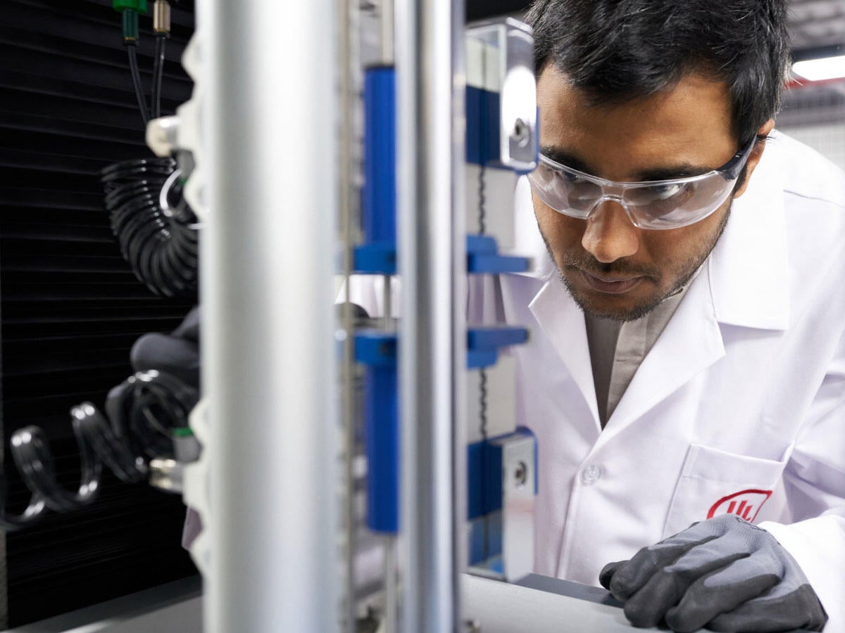 UL Solutions lab tech conducting tests