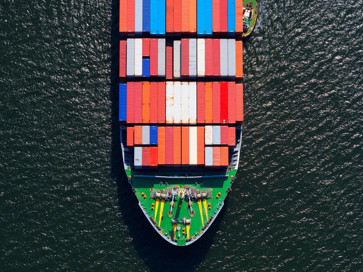 Containers on a ship.