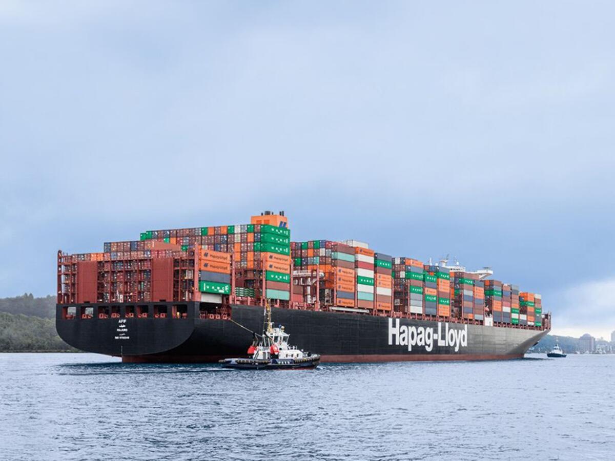 Hapag-Lloyd container ship in bay