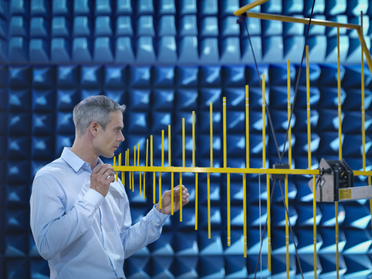 person testing an antenna