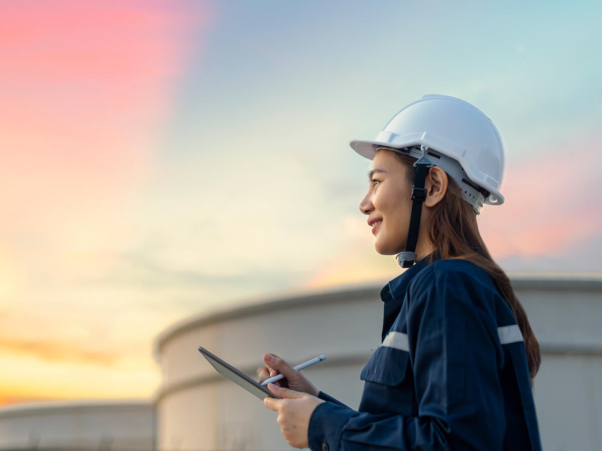 Worker using a tablet device.