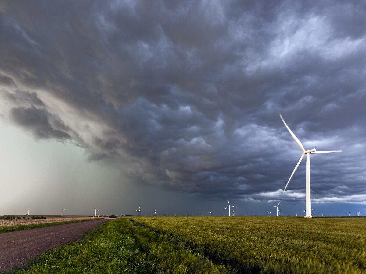 storm clouds and windmills