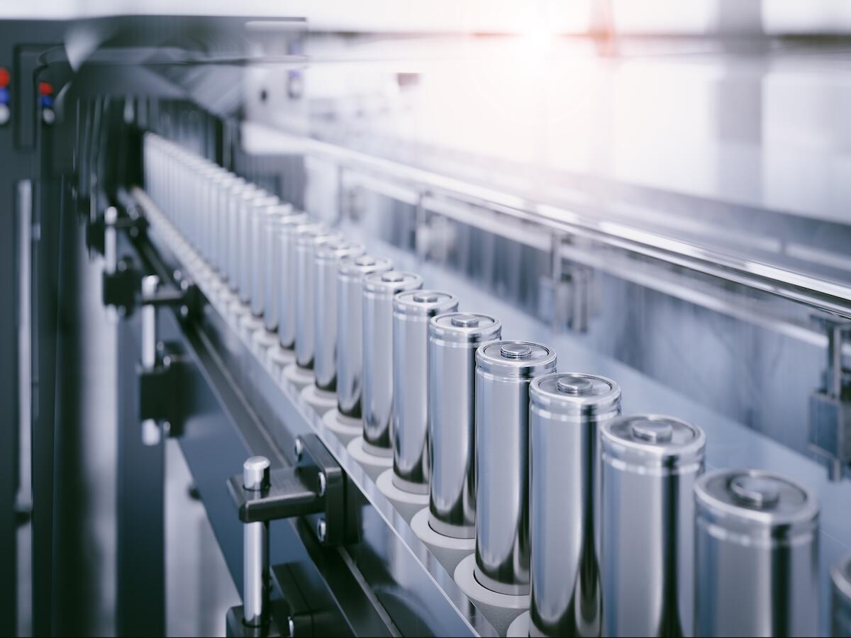 Manufacturer's production line for lithium battery cells for the automotive or e-bike industry