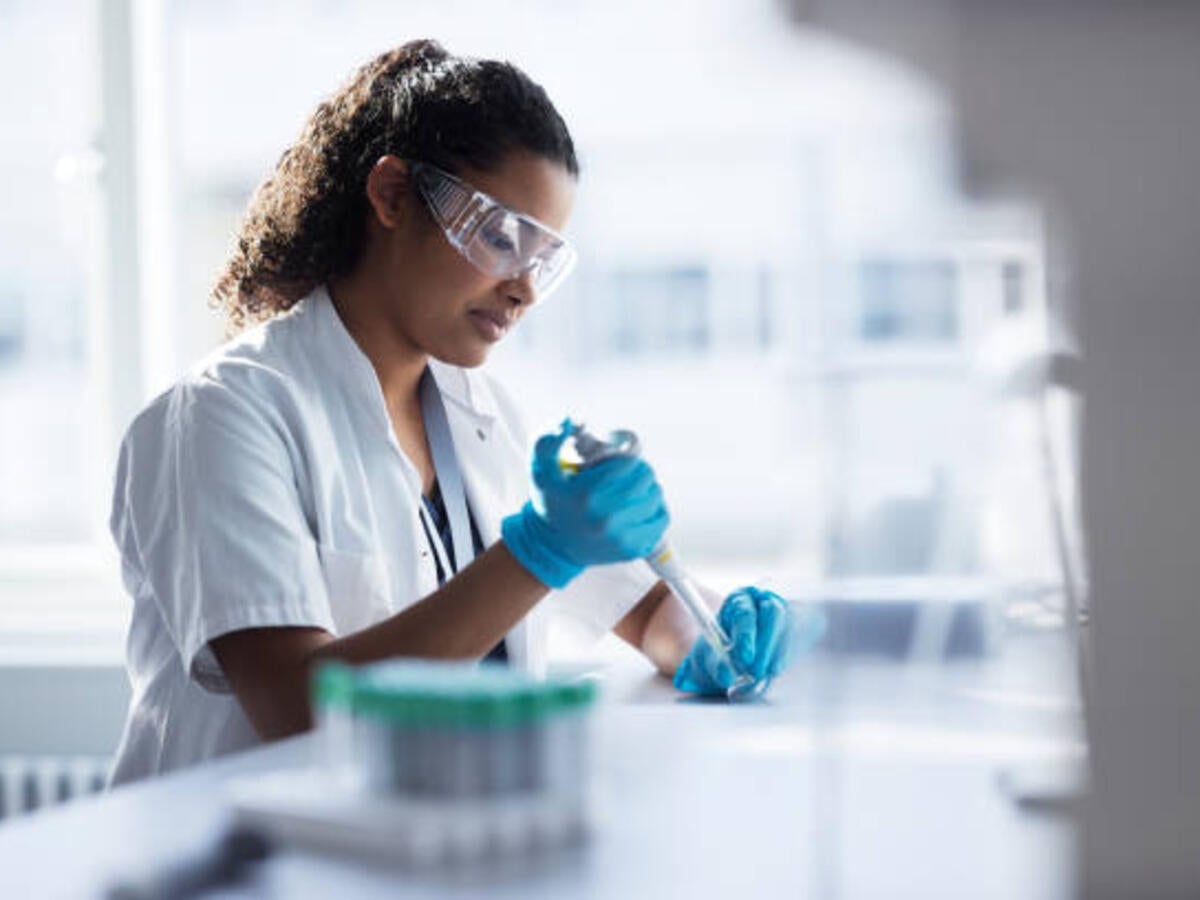 female scientist working